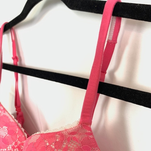 Victorias Secret BODY LINED DEMI Pink Lace Bra 32C - Picture 9 of 16